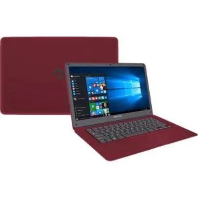 Notebook Positivo Motion Q232A Intel Atom Quad Core 2GB 32GB SSD Tela LCD 14" Windows 10 - Vermelho - R$992