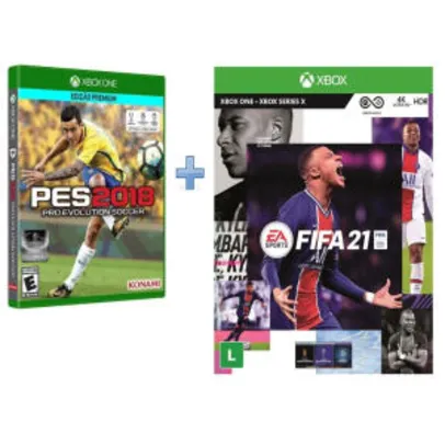 Combo Game FIFA 21 + Pes 2018 - Xbox one | R$245