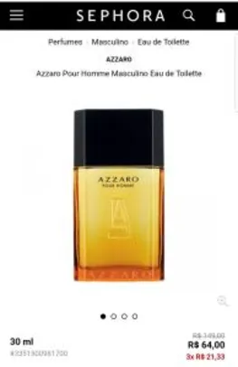 Azzaro Pour Homme Masculino Eau de Toilette 30ml - R$ 64