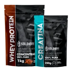 Kit: Whey Protein Concentrado 1Kg + Creatina Monohidratada 250g - 100% Importado - Soldiers Nutritio