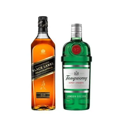 [FastPrime R$180] COMBO WHISKY Johnnie Walker BLACK LABEL 750ML + GIN TANQUERAY LONDON DRY