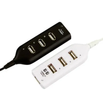 HUB USB 4 Portas Preto ou Branco por R$ 8