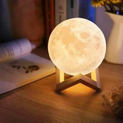 Luminaria 3D Touch Lua Cheia Abajur LED Decoracao USB RGB | R$62