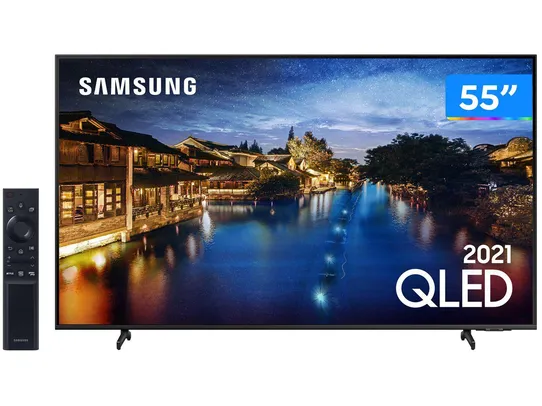 Smart TV 55” 4K QLED Samsung 55Q60AA - Wi-Fi Bluetooth HDR 3 HDMI 2 USB 