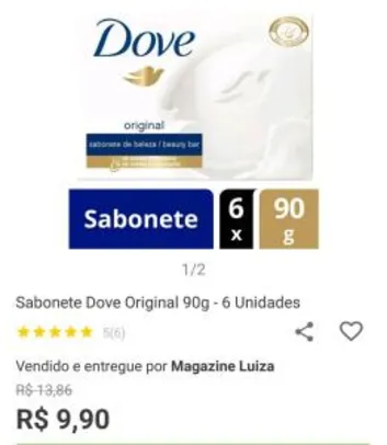 Sabonete Dove - 30 sabonetes (5 pacotes com 6 unidades)