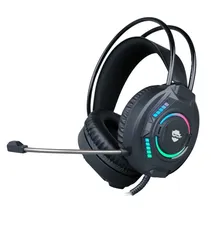 Headset Gamer Ninja Rainbow, 3.5mm + USB, PC, RGB, Drivers 50mm, Black