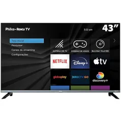 Smart TV LED 43 4K Philco Roku TV PTV43G70R2CSGBL HDR10, Dolby Audio, Processador Quad-core