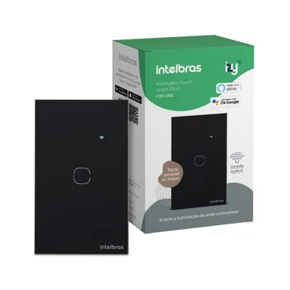 [Prime] intelbras, Interruptor Smart Wi-Fi Touch 1 EWS 1001 Preto