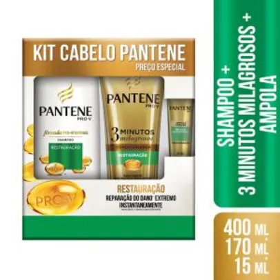 Shampoo Pantene Restauração 400ml + Condicionador 3 Mm 170ml + Ampola 15ml | R$22