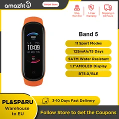 Smartwatch amazfit band 5 (APENAS NA COR PRETA)