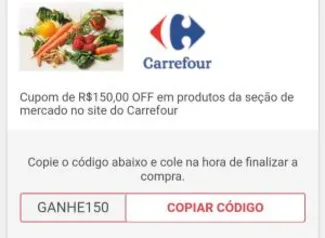 R$150 OFF em Compras acima de R$599