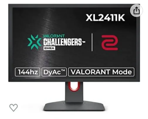 Monitor Gamer BenQ ZOWIE XL2411K para PC com 24, 144Hz, Color Vibrance, Black e Qualizer