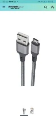 Cabo Micro USB 1m em Nylon Trançado Essential | R$12