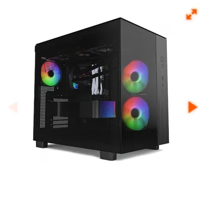 Gabinete Gamer Montech King 65 Pro, Mid Tower, Vidro Temperado, ATX, Black, Sem Fonte, Com 3 Fans ARGB, Preto