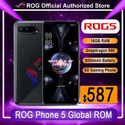 Smartphone Rog Phone 5 - 5g, 6.78 "8gb + 128gb Snapdragon 888 Android 11 | R$3155