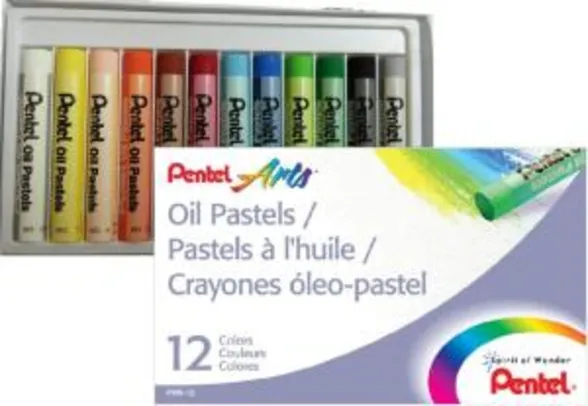 [Prime] Giz Pastel Oleoso, Pentel, Arts, Phn-12, 12 Cores R$ 6