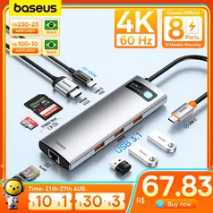 Hub USB C 3.0 4 in 1 com HDMI 4K 2 USB 100W PD | BASEUS