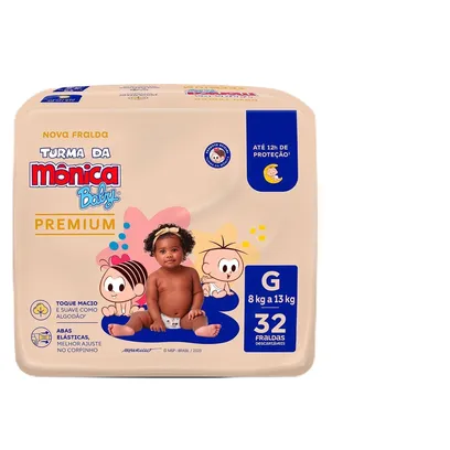 Foto do produto Fralda Infantil Turma Da Mônica Baby Premium Tamanho G 32 Unidades