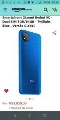 Smartphone Xiaomi Redmi 9C - Dual SIM 3GB/64GB - Twilight Blue - Versão Global - R$1068