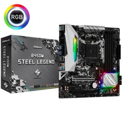 Placa-Mãe ASRock B450M Steel Legend, AMD AM4, mATX, DDR4 | R$682