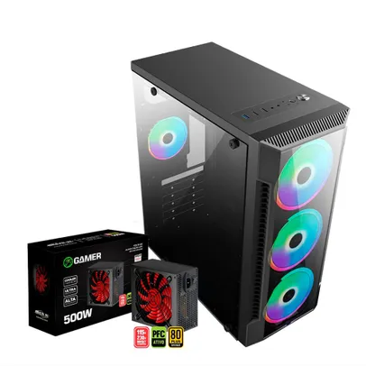 [AME 249,92] Gabinete3147 Gamer + Fonte 500w 80 Plus