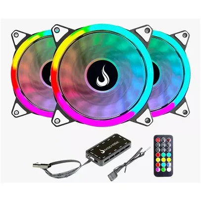 Cooler Fan Rise Mode Energy, 3 Unidades, 120mm, ARGB, Preto  - FN-02-RGB-5V