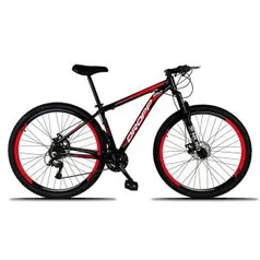 Bicicleta Aro 29 DROPP Alumínio 21 Marchas Freio a Disco - Preto e Vermelho R$870