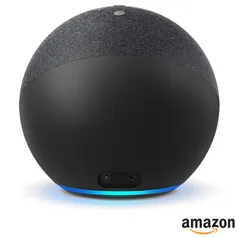 (FastPrime) Não é a Dot- Smart Speaker Echo 4º preta com alexa, Som premium dolby áudio, Hub