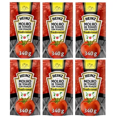 Kit 6 Molhos de Tomate Heinz Tradicional 340g