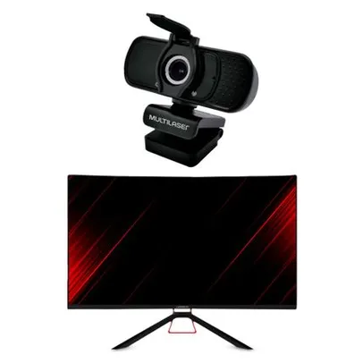 [AME 1106,49] Combo - Monitor Gamer Shin Kai 24 Pol Curvo 165Hz 1ms e Webcam Full Hd 1080p