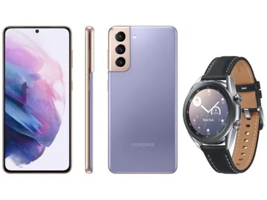 Samsung Galaxy S21 128GB Violeta 5G - 8GB RAM + Smartwatch Galaxy Watch 3 LTE | R$5399
