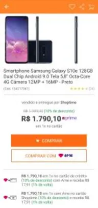 Samsung Galaxy S10e 128GB - Preto - R$1791