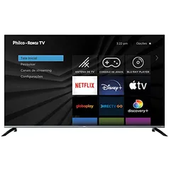 Fast Smart TV LED 58," Ultra HD 4K, PTV58G70R2CSGBL, Philco, Roku TV, Midiacast, Dolby Audio