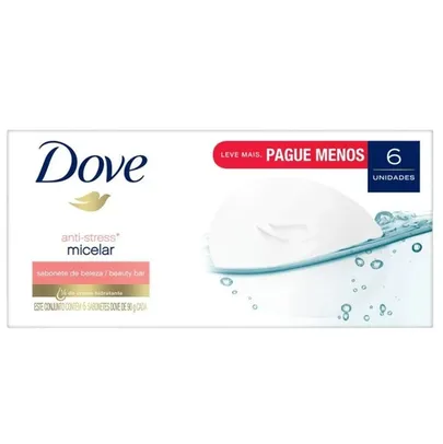 Sabonete Anti-stress Dove Micelar barra, 6 unidades com 90g cada