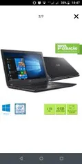 Notebook A315-51-30V4 8ª geracão Intel Core I3 4GB 1TB LED 15.6'' W10 Preto - Acer - R$1620