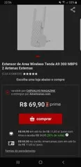 [AME] Extensor de Area Wireless Tenda A9 300 MBPS 2 Antenas Externas - R$ 70 (receba R$ 35 de volta)