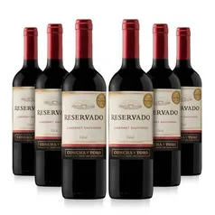 Kit com 6 Vinhos Tinto Seco Cabernet Sauvignon Reservado 750ml - Concha Y Toro | R$169