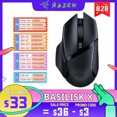 (Primeira Compra) Mouse Sem Fio Razer Basilisk X Hyperspeed 2,4ghz