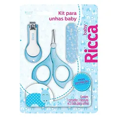 [+ por - R$16,20 ]Kit Manicure Baby Colors Ricca Azul - Ricca