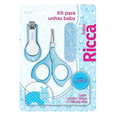 [+ por - R$16,20 ]Kit Manicure Baby Colors Ricca Azul - Ricca