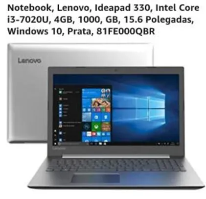 Notebook, Lenovo, Ideapad 330, Intel Core i3-7020U, 4GB, 1000, GB | R$2688