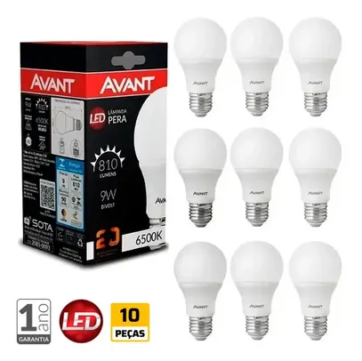 Kit 10 Lâmpada Led 9w Bulbo Soquete E27 Bivolt Casa Comércio