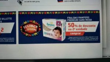 Fraldas pampers 50%na segunda unidade