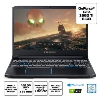 [R$6.800 AME] Notebook Gamer Acer PH315-52-748U Core I7 16GB (GTX1660TI 6GB) 1TB + 128GB SSD 15.6" W10 | R$8.000