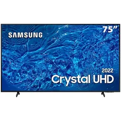 Smart TV 75" Crystal UHD 4K Samsung 75BU8000, Painel Dynamic Crystal Color, Design slim, Tela sem li