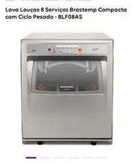 Lava Louças 8 Serviços Brastemp Compacta com Ciclo Pesado - BLF08AS - R$1229