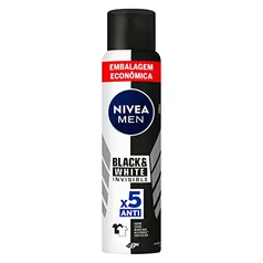 (REC)NIVEA MEN Desodorante Antitranspirante Aerossol Invisible Black & White 200ml - Proteção eficaz de 48 horas contra suor e mau odor, elimina 99,9%