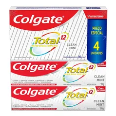 [Leve 4 Pague 3 R$3,41 Cada] Creme Dental Colgate Total 12 Clean Mint 90g R$14