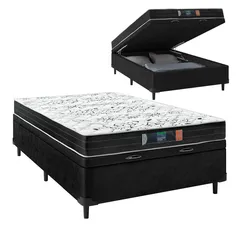 Cama Box Casal Baú Colchão de Espuma Semi Ortopédico Extra Firme | R$ 812