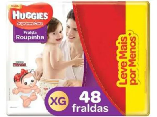 [APP-CLUBE DA LU] 2 pacotes Fraldas Huggies Turma da Mônica Supreme Care - Roupinha Tam. XG 48 Unidades(96 fraldas no total)